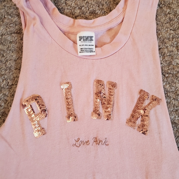 VS Pink- Light pink muscle tank with sequins - Picture 3 of 3